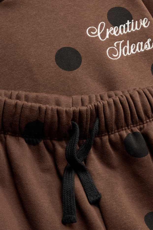 Children Girls - Set - hoodie and joggers - 2 piece - polka dot - brown