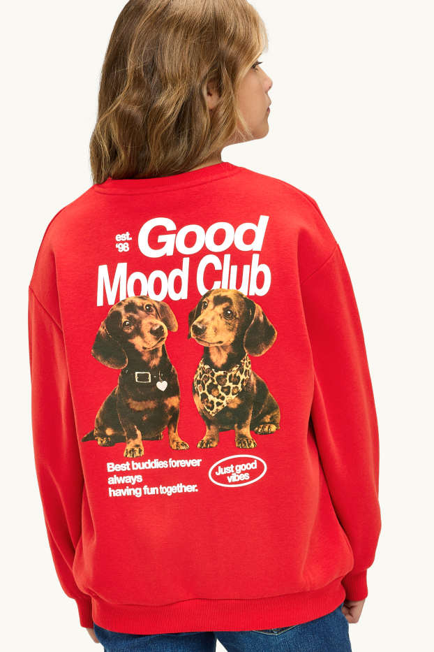 Children Girls - Sausage dog - sweatshirt - red / white