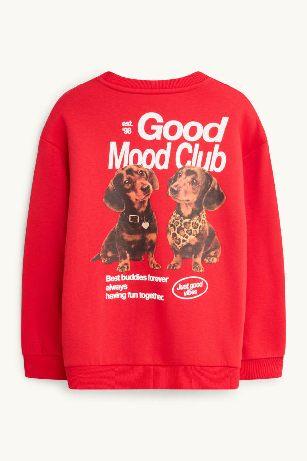 Children Girls - Sausage dog - sweatshirt - red / white