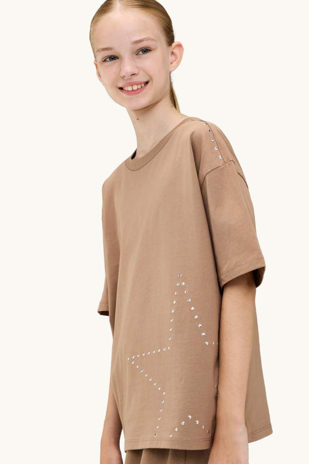 Children Girls - Star - T-shirt - beige