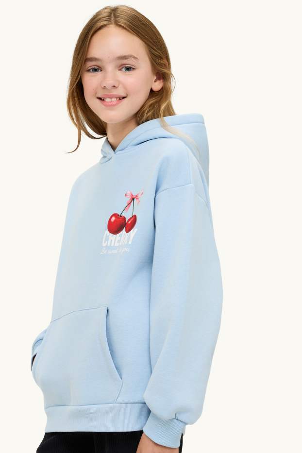 Children Girls - Cherry - hoodie - light blue
