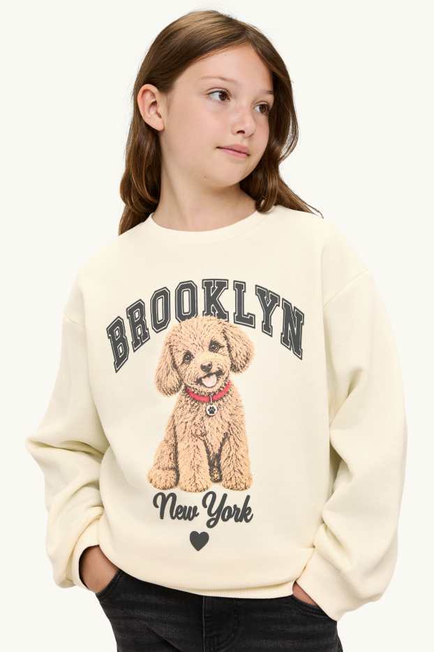 Children Girls - Dog - sweatshirt - cremewhite