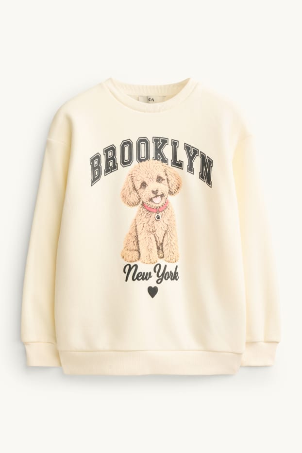 Children Girls - Dog - sweatshirt - cremewhite