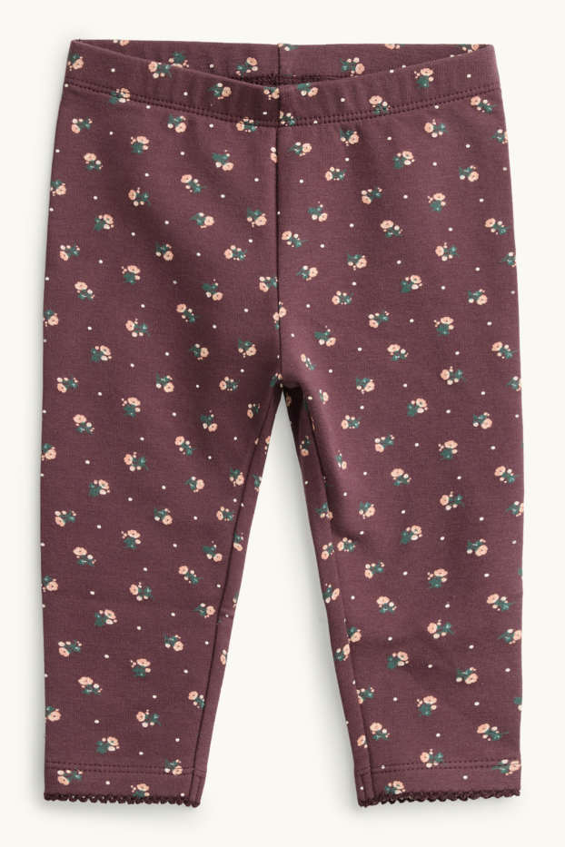 Baby Girls - Floral - baby outfit - 3 piece - bordeaux / white