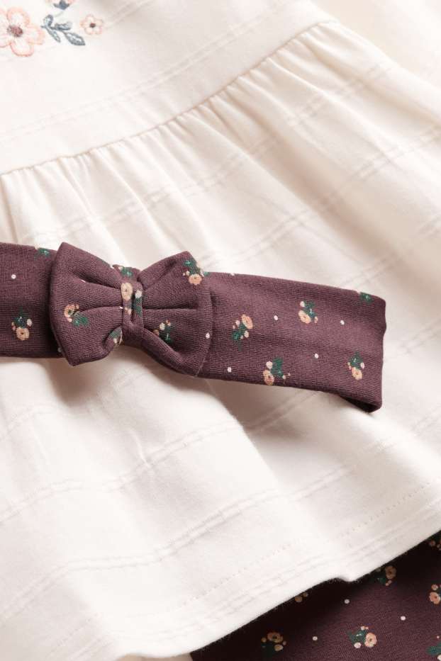 Baby Girls - Floral - baby outfit - 3 piece - bordeaux / white