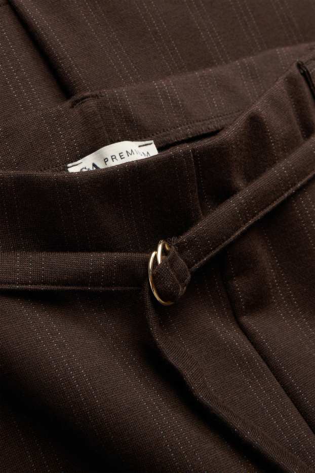 Children Girls - Cloth trousers with belt - striped - dark brown