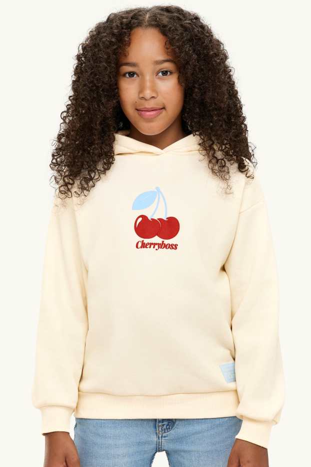 Children Girls - Cherry - hoodie - light yellow