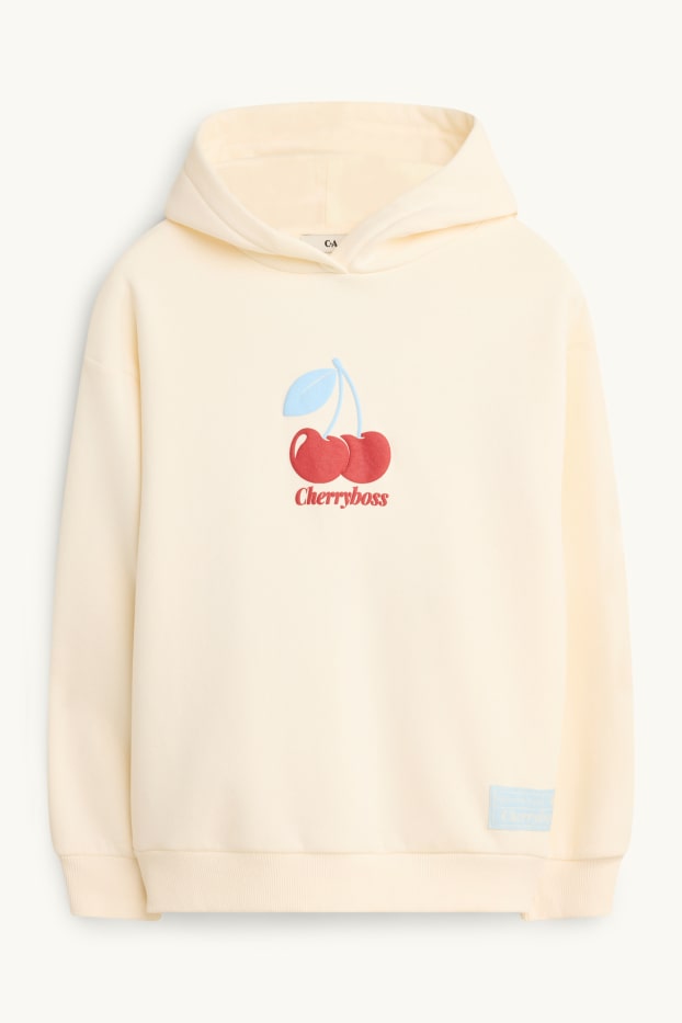 Children Girls - Cherry - hoodie - light yellow