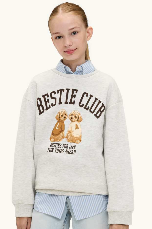 Children Girls - Dog - sweatshirt - light gray-melange