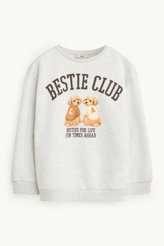 Children Girls - Dog - sweatshirt - light gray-melange