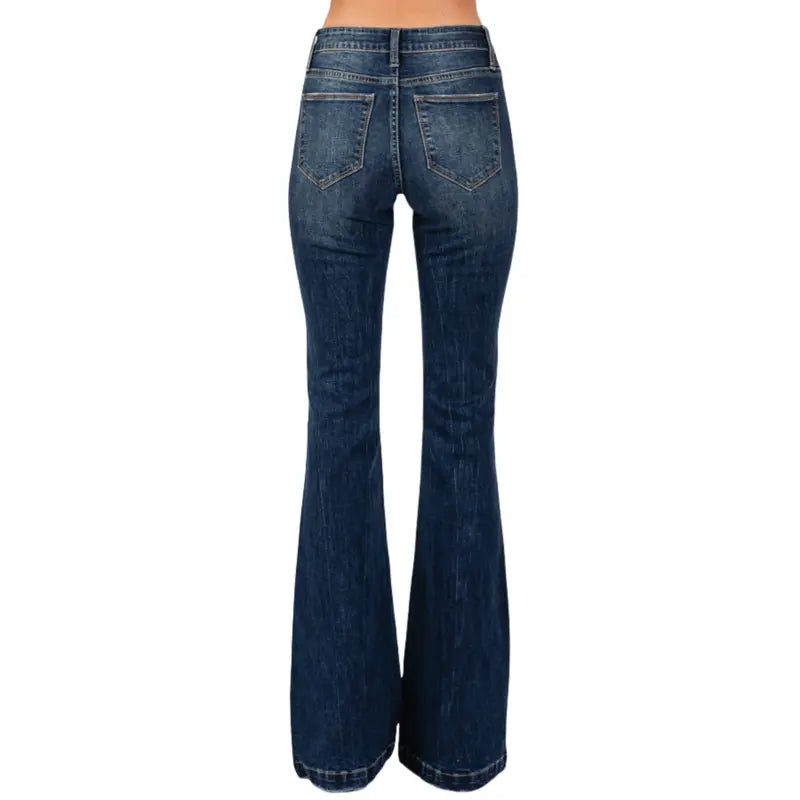 👖 Madison Mid-Rise Ripped Flare Jeans