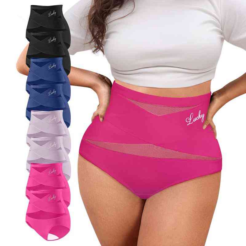 🌸Last Day-Buy 1 Get 4 Packs✨Plus-Size High-Waist Cross Tummy Control Panties