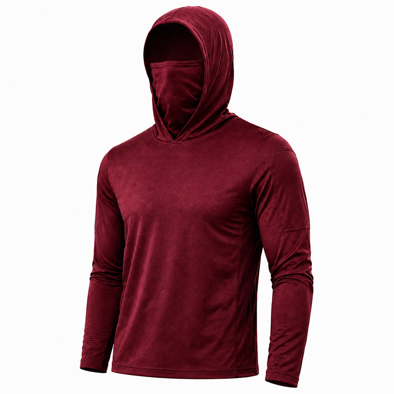 Men's UPF 50+ Long-Sleeve Sun-Protection Hoodie (with Sleeve Pocket and Face Mask)