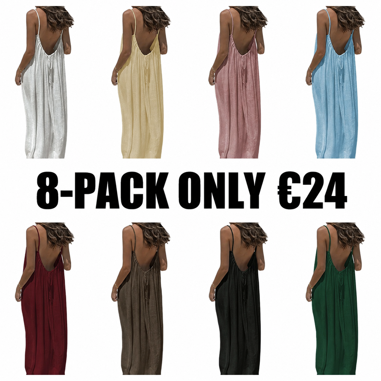 Women's Solid Backless Cami Sleep Dress – Sleeveless Nightwear
