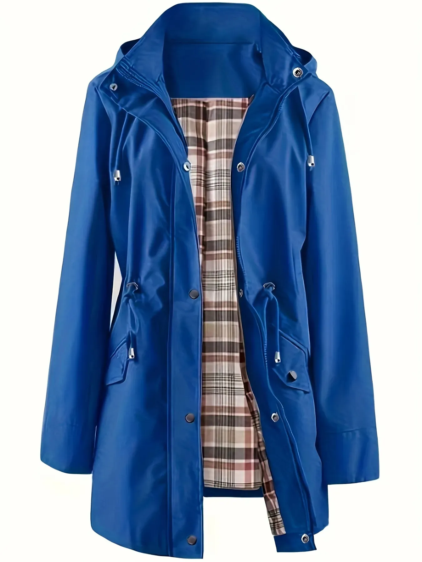 ❤️‍🔥New Arrival-49% OFF🥰Women's Solid Color Casual Jacket-Waterproof and Windproof Coats, Hooded Windbreakers✨Drawstring Waist, Zip & Button Closure, Casual Outerwear Coat for Spring & Fall🍃