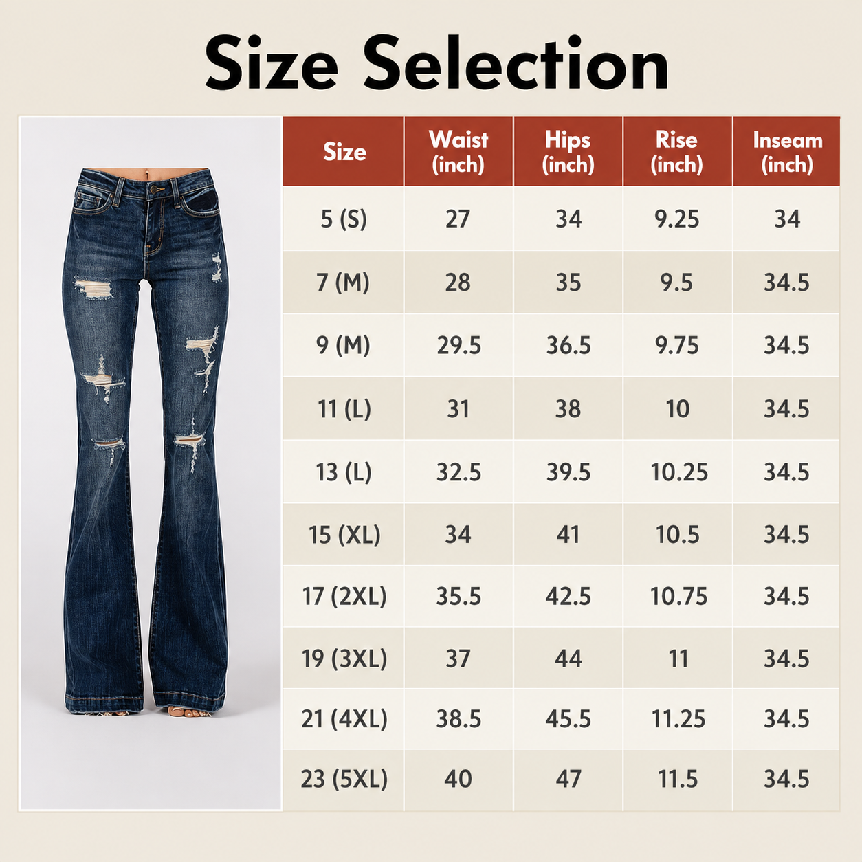 👖 Madison Mid-Rise Ripped Flare Jeans