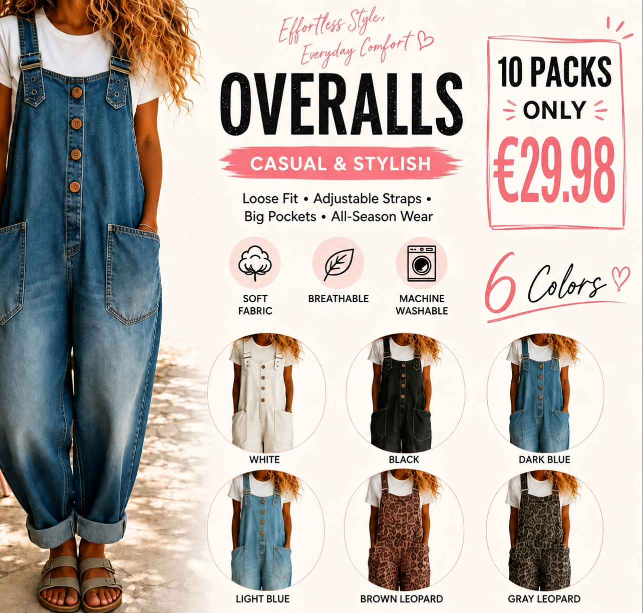 Women’s Vintage Denim Overalls – Relaxed Fit