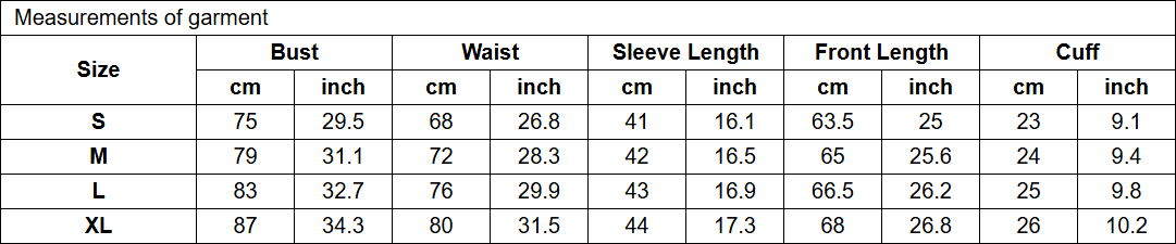 SCY000689 Size Chart