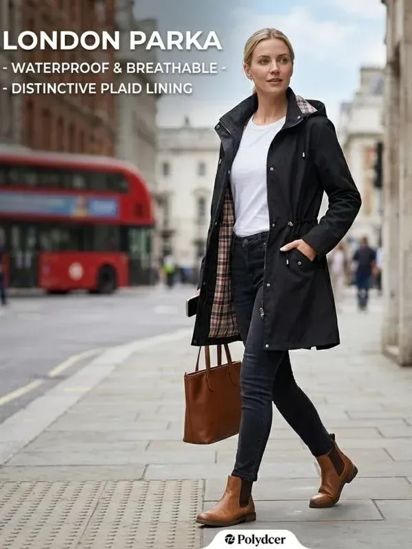 ❤️‍🔥New Arrival-49% OFF🥰Women's Solid Color Casual Jacket-Waterproof and Windproof Coats, Hooded Windbreakers✨Drawstring Waist, Zip & Button Closure, Casual Outerwear Coat for Spring & Fall🍃