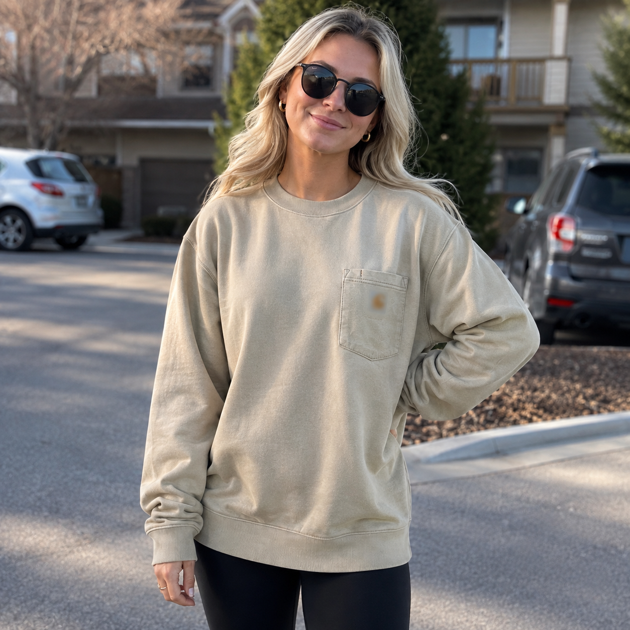【LAST DAY SALE】Vintage Washed Unisex Pocket Crewneck Sweatshirt