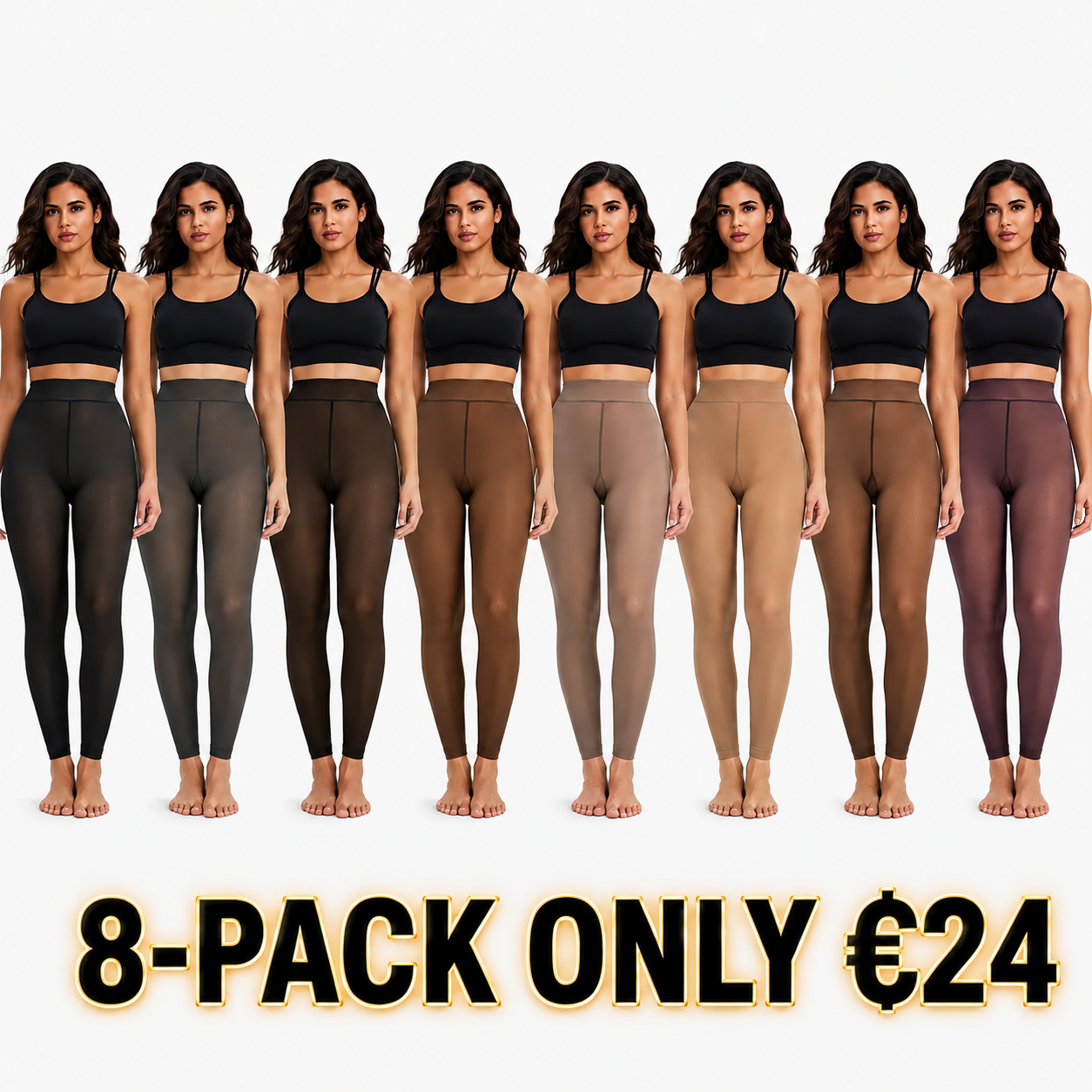 Women's Fake Sheer Thermal Tights, Fleece Lined High Stretch Warm Pantyhose, Minimalist Slim Thick Leggings for Winter Dress Daily Wear