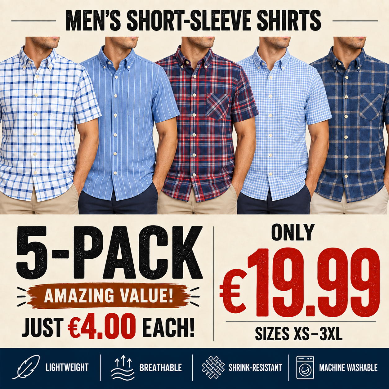 Men's 5-Pack Short Sleeve T-Shirts