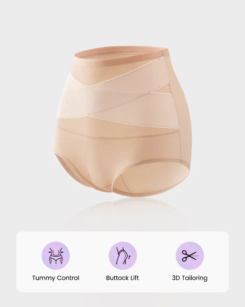 🌸Last Day-Buy 1 Get 4 Packs✨Plus-Size High-Waist Cross Tummy Control Panties