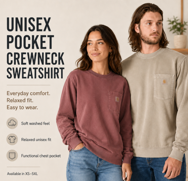 Crewneck sweatshirt detail and design