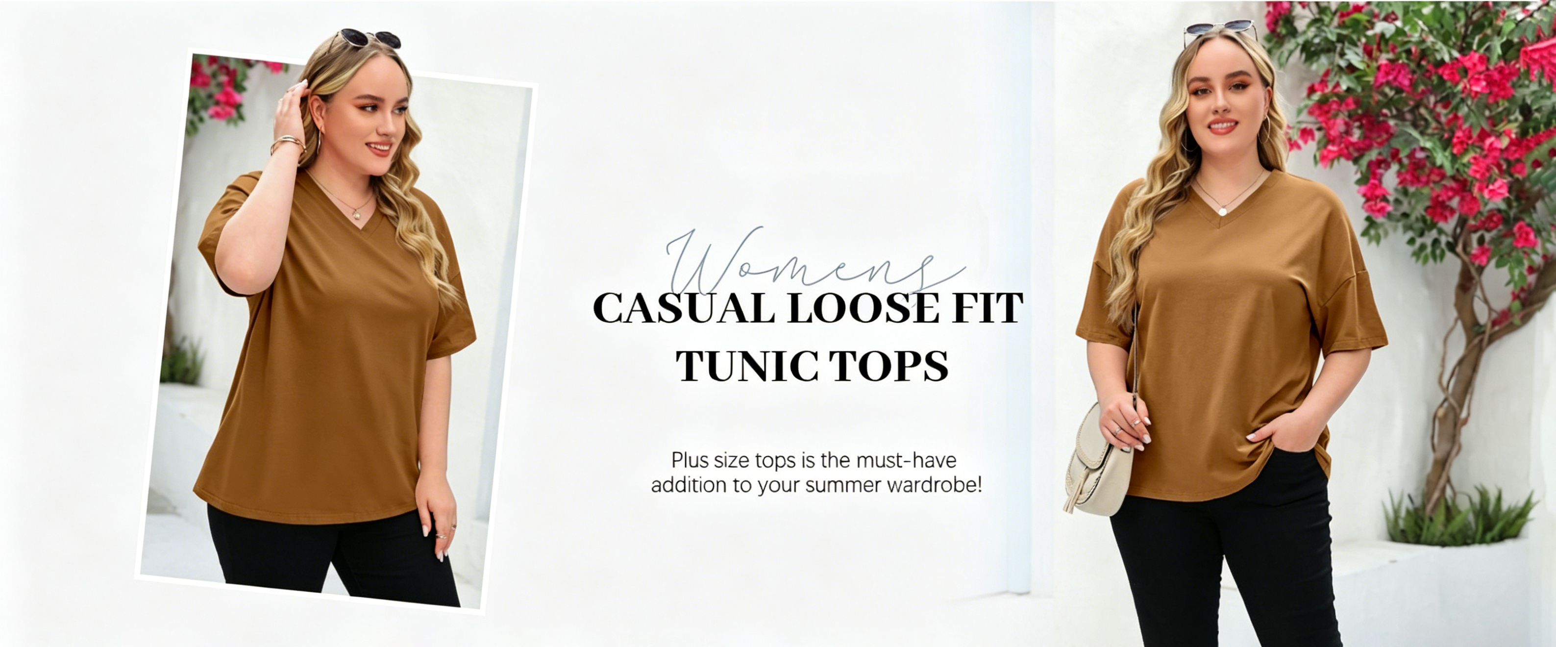 Women's relaxed oversized V-neck T-shirt