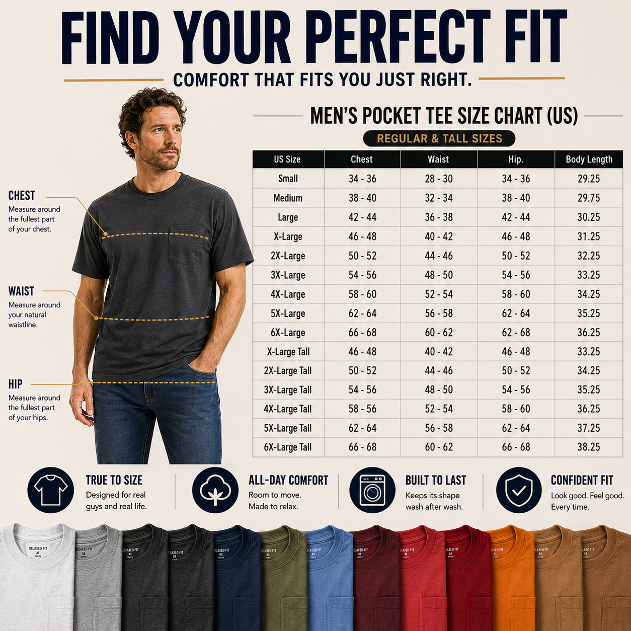 Men’s Heavyweight Cotton Pocket T-Shirt – Relaxed Fit Everyday Tee