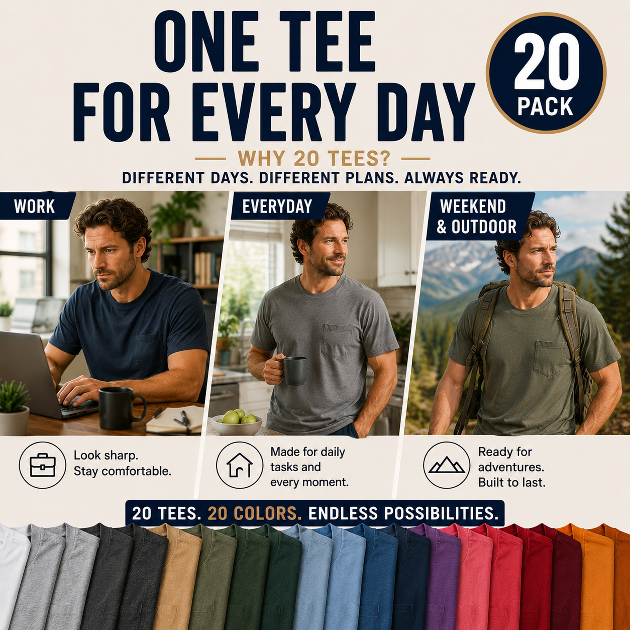 Men’s Heavyweight Cotton Pocket T-Shirt – Relaxed Fit Everyday Tee