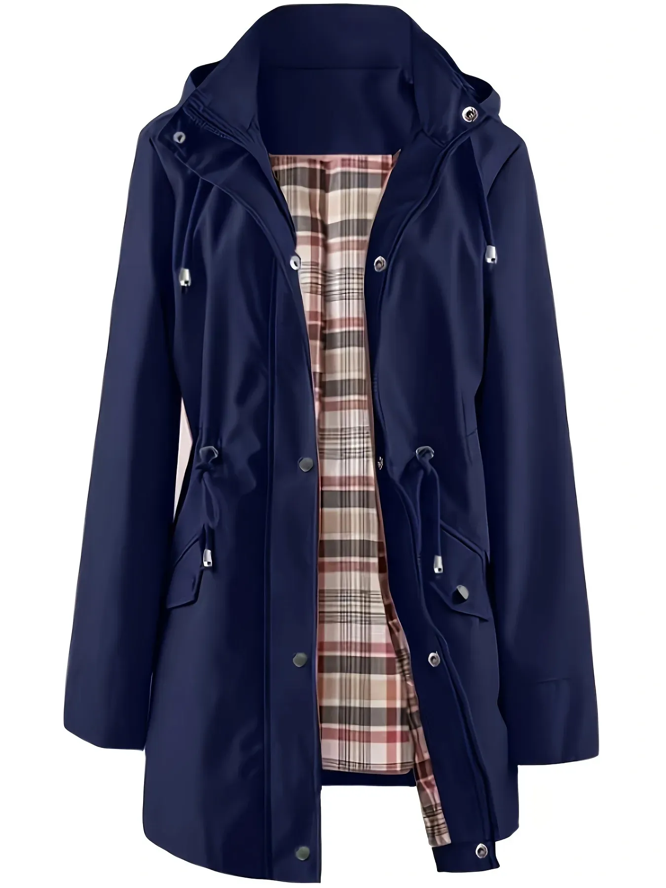 ❤️‍🔥New Arrival-49% OFF🥰Women's Solid Color Casual Jacket-Waterproof and Windproof Coats, Hooded Windbreakers✨Drawstring Waist, Zip & Button Closure, Casual Outerwear Coat for Spring & Fall🍃