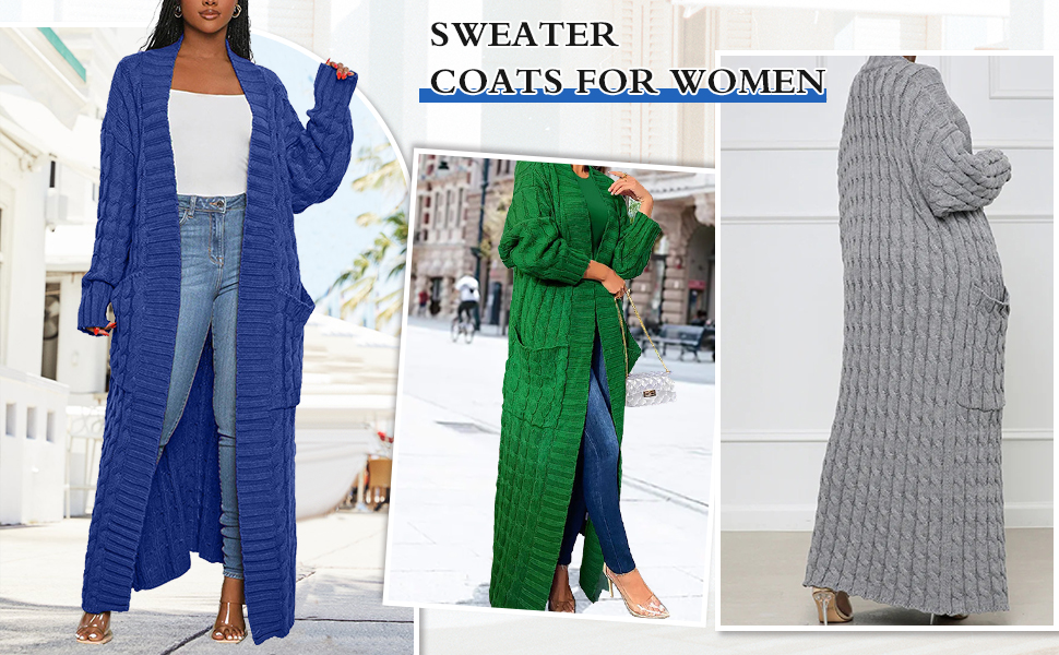 stylish cable knit dual pocket cardigan ankle length