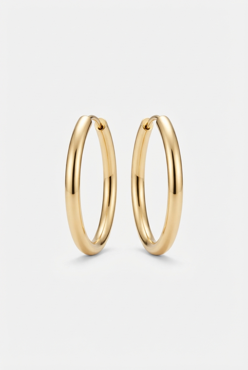 Gold-tone medium hoop earrings