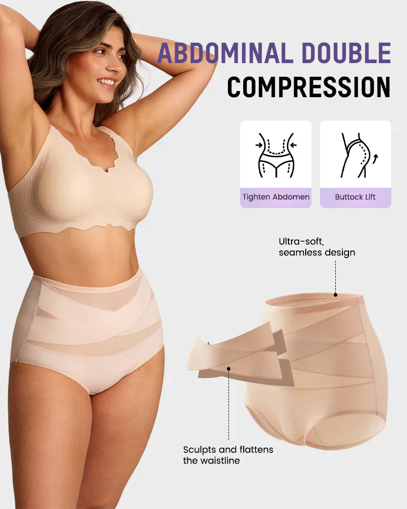 🌸Last Day-Buy 1 Get 4 Packs✨Plus-Size High-Waist Cross Tummy Control Panties