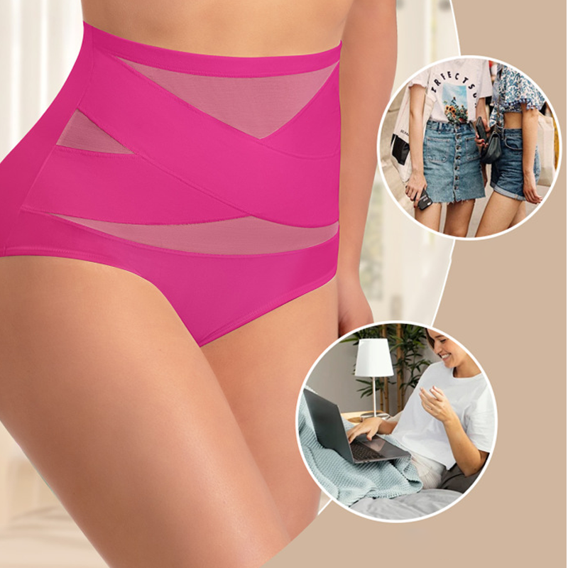 🌸Last Day-Buy 1 Get 4 Packs✨Plus-Size High-Waist Cross Tummy Control Panties