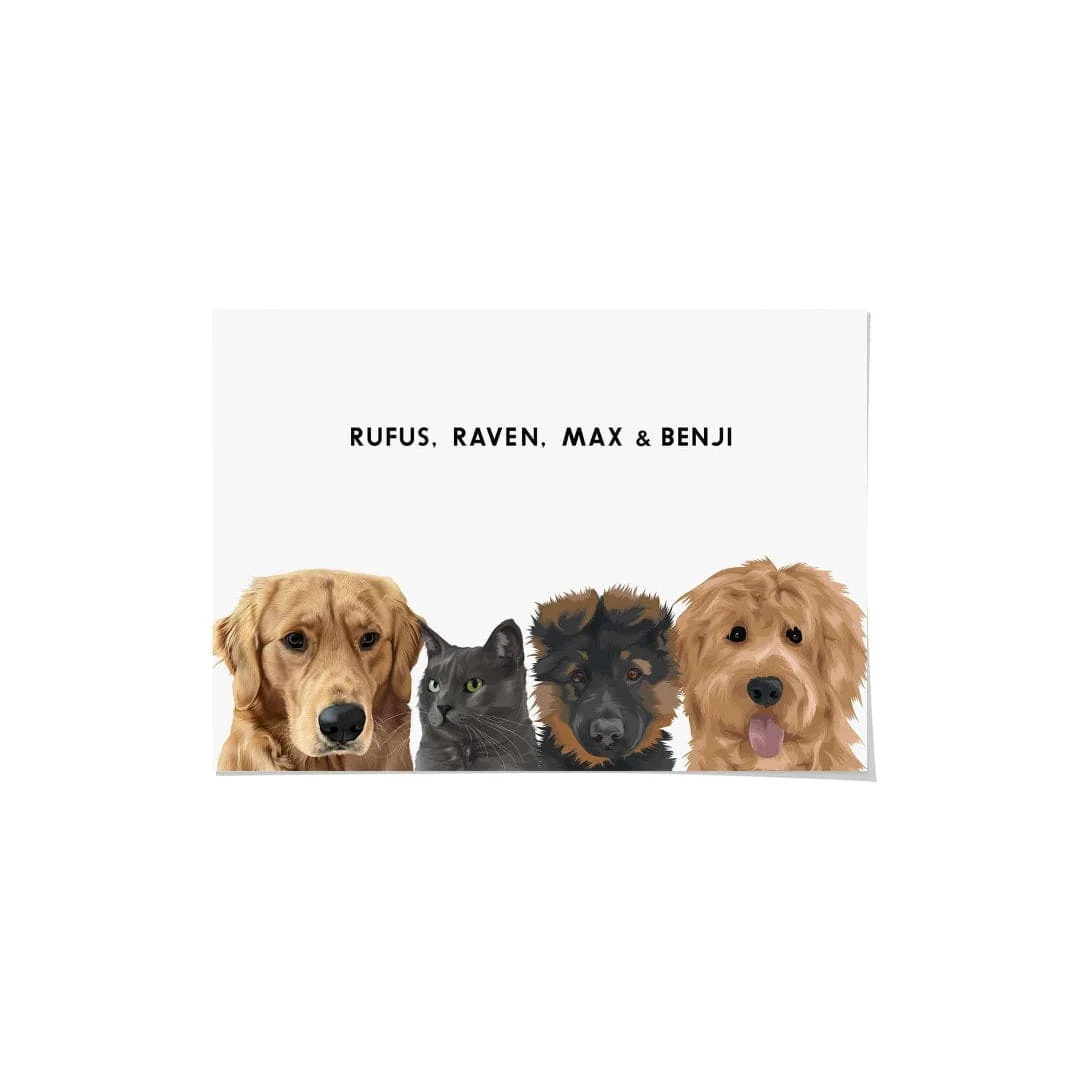 Modern Pet Portrait-Four Pets