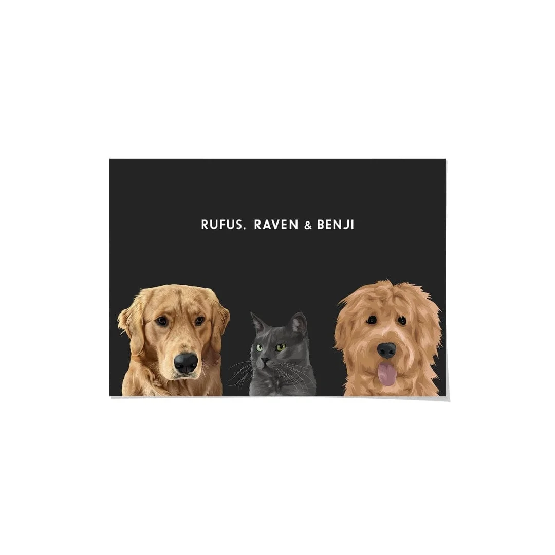 Modern Pet Portrait-Three Pets