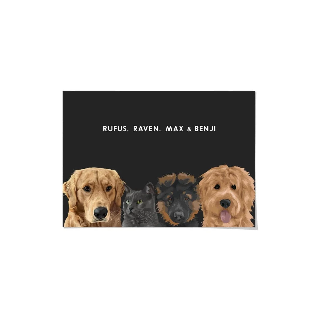 Modern Pet Portrait-Four Pets