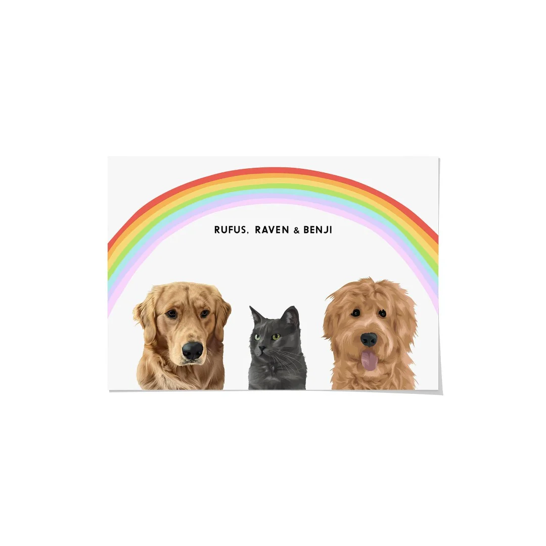 Modern Pet Portrait-Three Pets