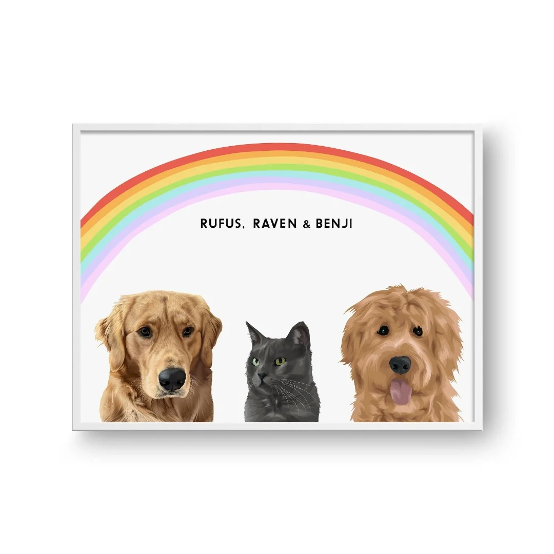Modern Pet Portrait-Three Pets