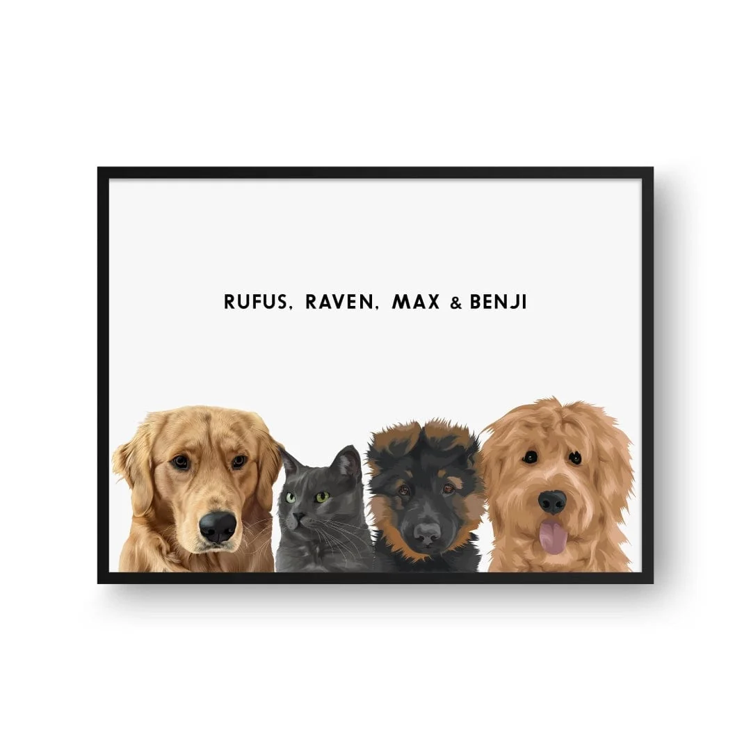 Modern Pet Portrait-Four Pets