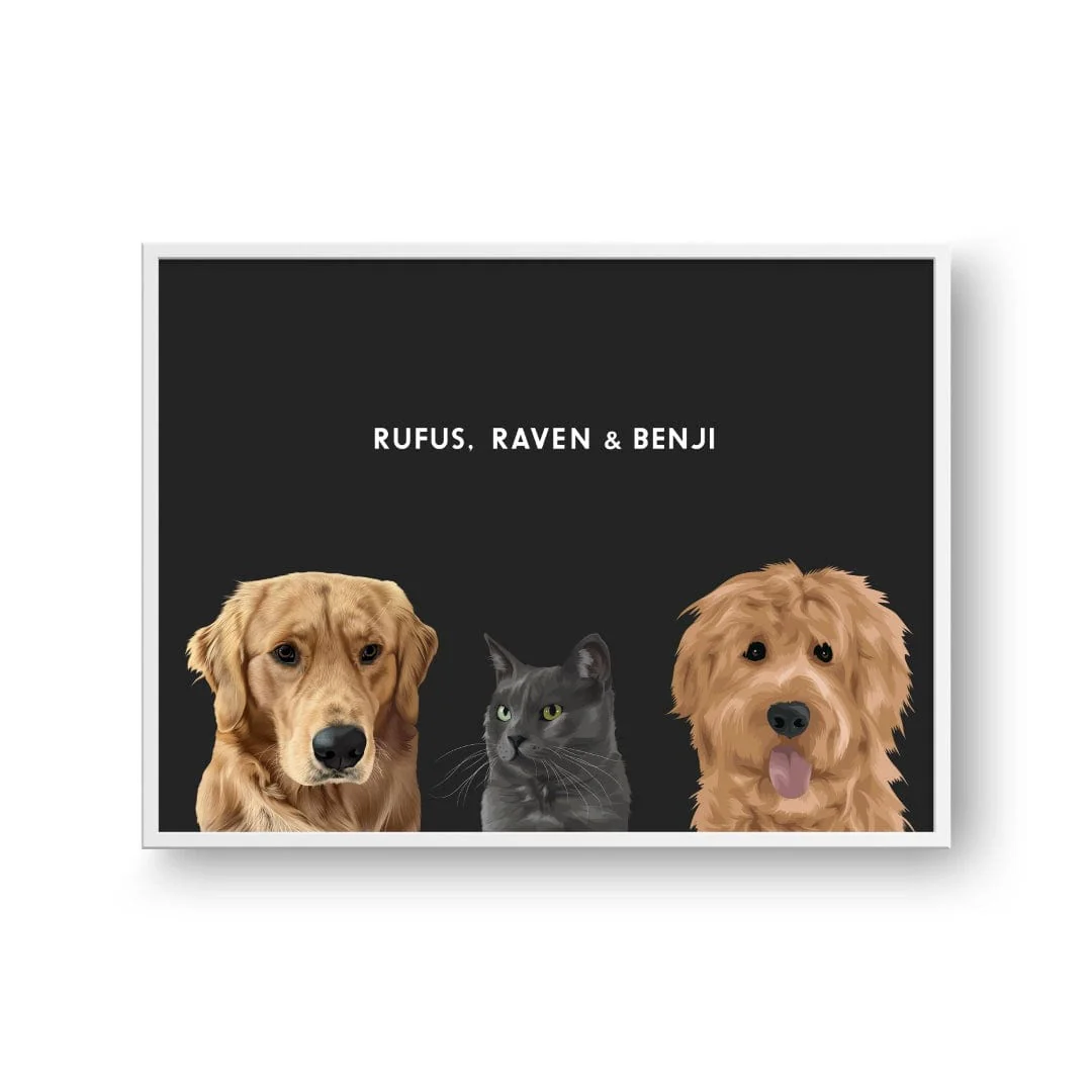 Modern Pet Portrait-Three Pets