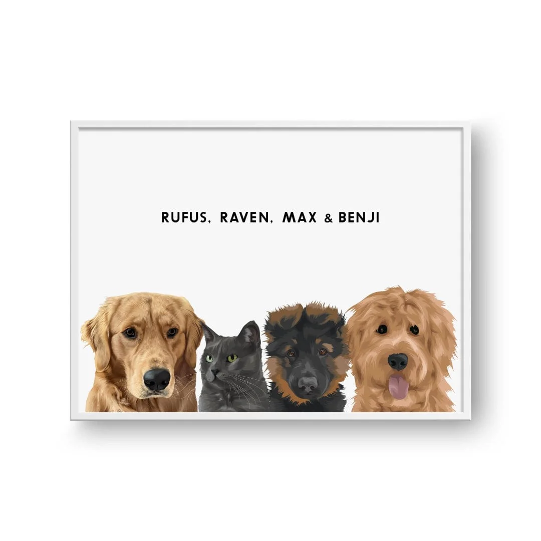 Modern Pet Portrait-Four Pets