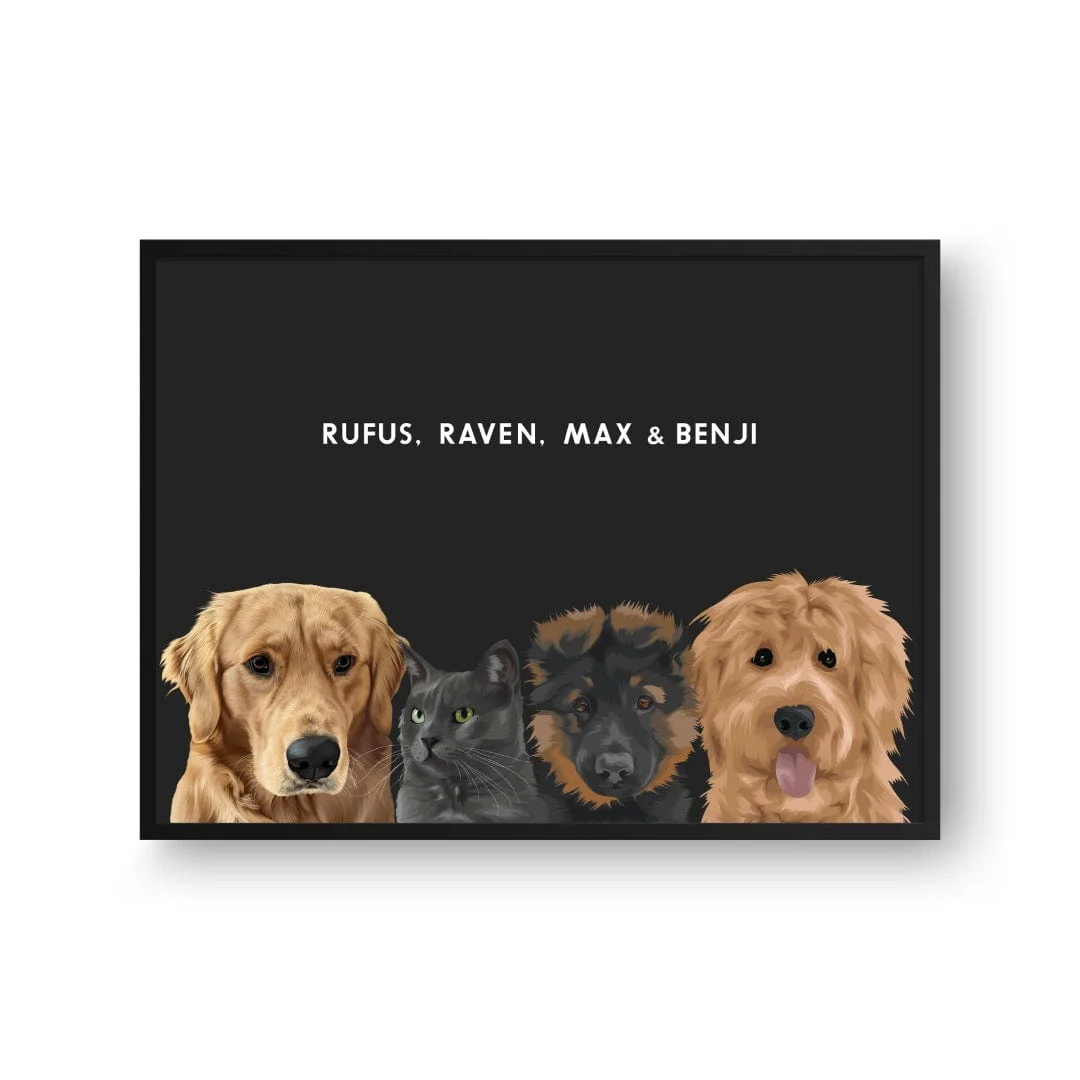 Modern Pet Portrait-Four Pets