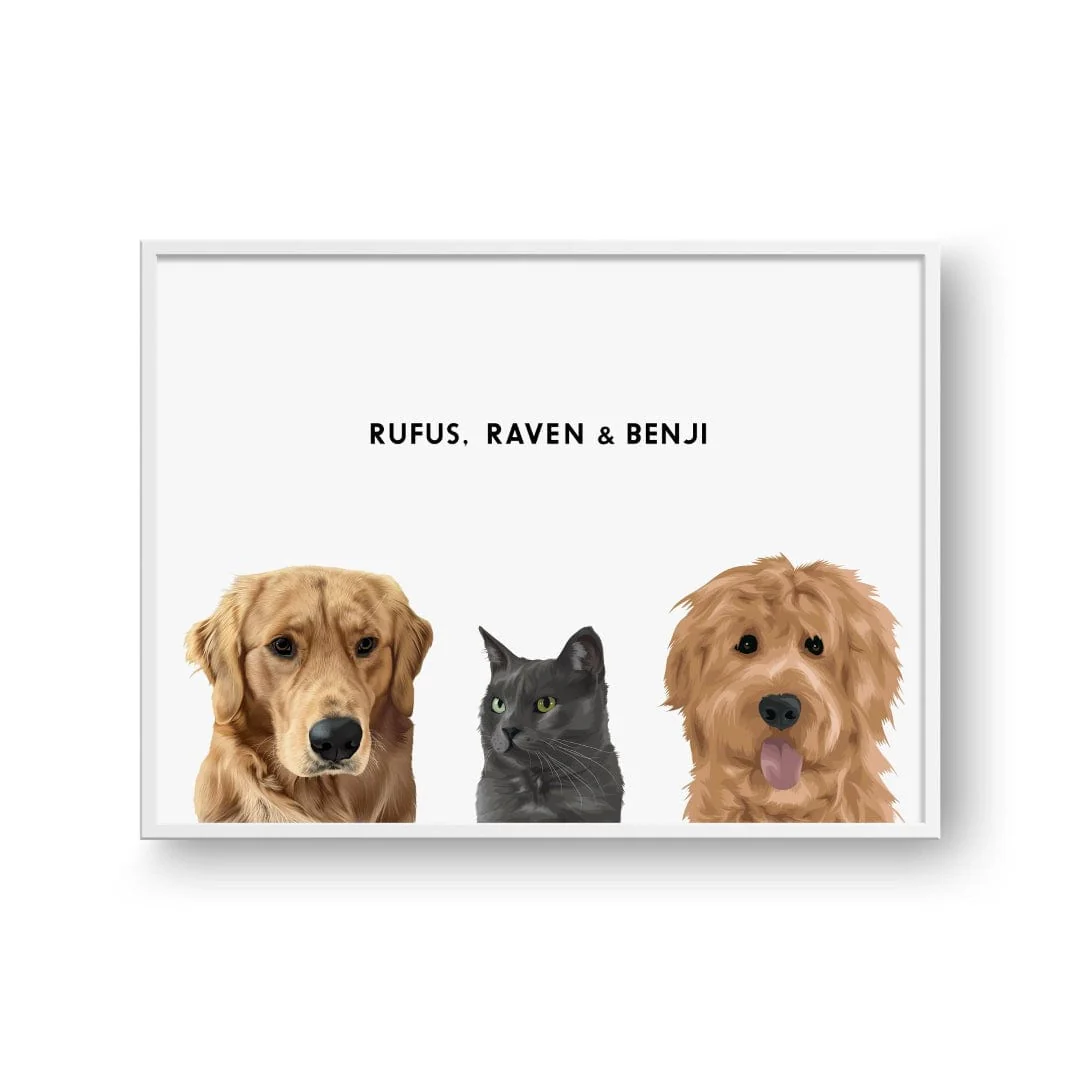 Modern Pet Portrait-Three Pets