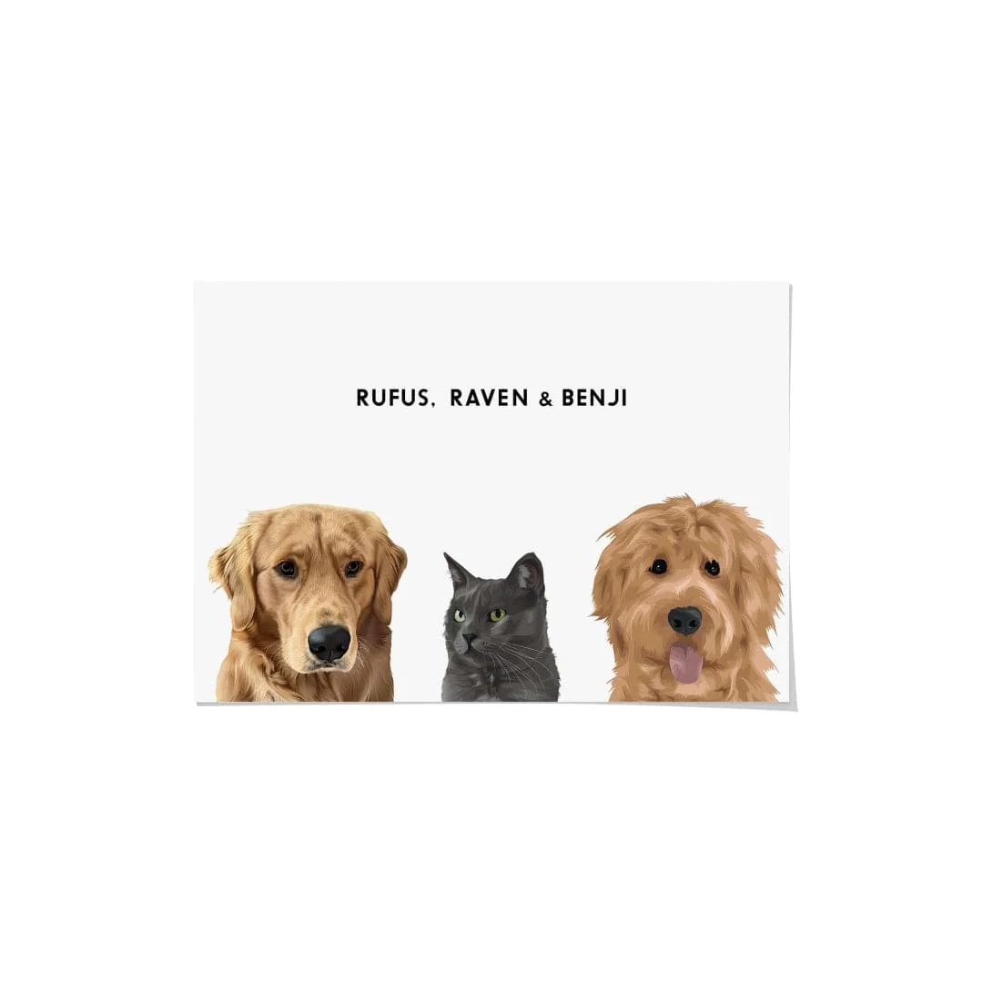 Modern Pet Portrait-Three Pets