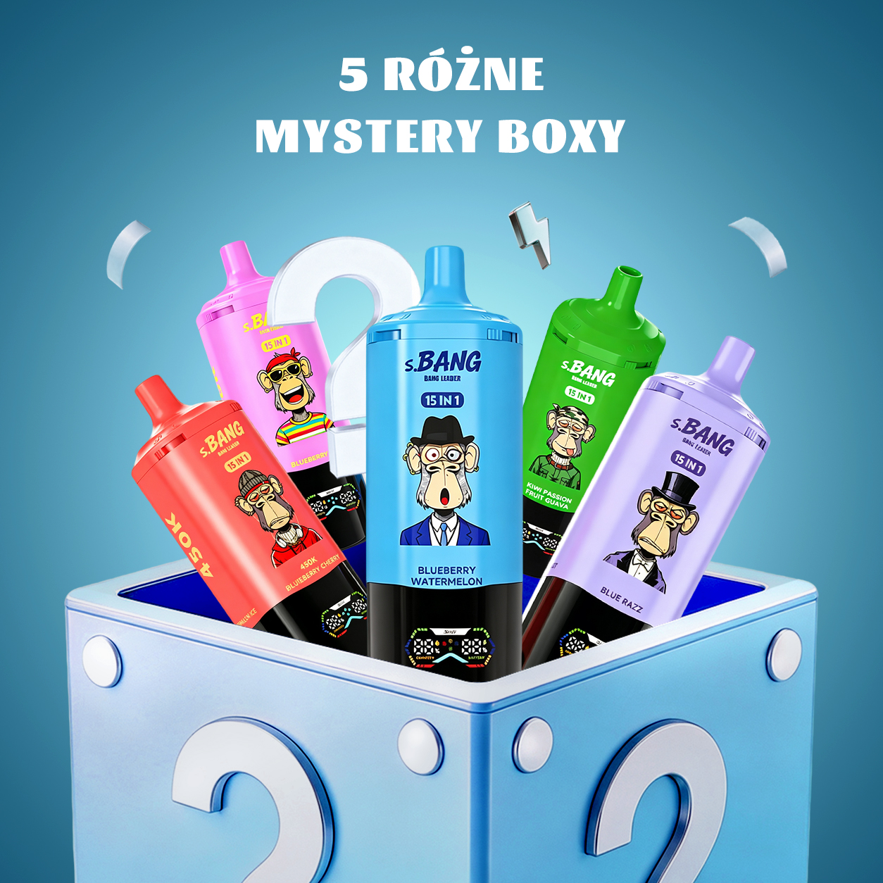 💎 Zestaw 5‑sztukowy BANG LEADER 450000 Puffs Disposable Vape – Obniżka ceny na tajemniczy zestaw!
