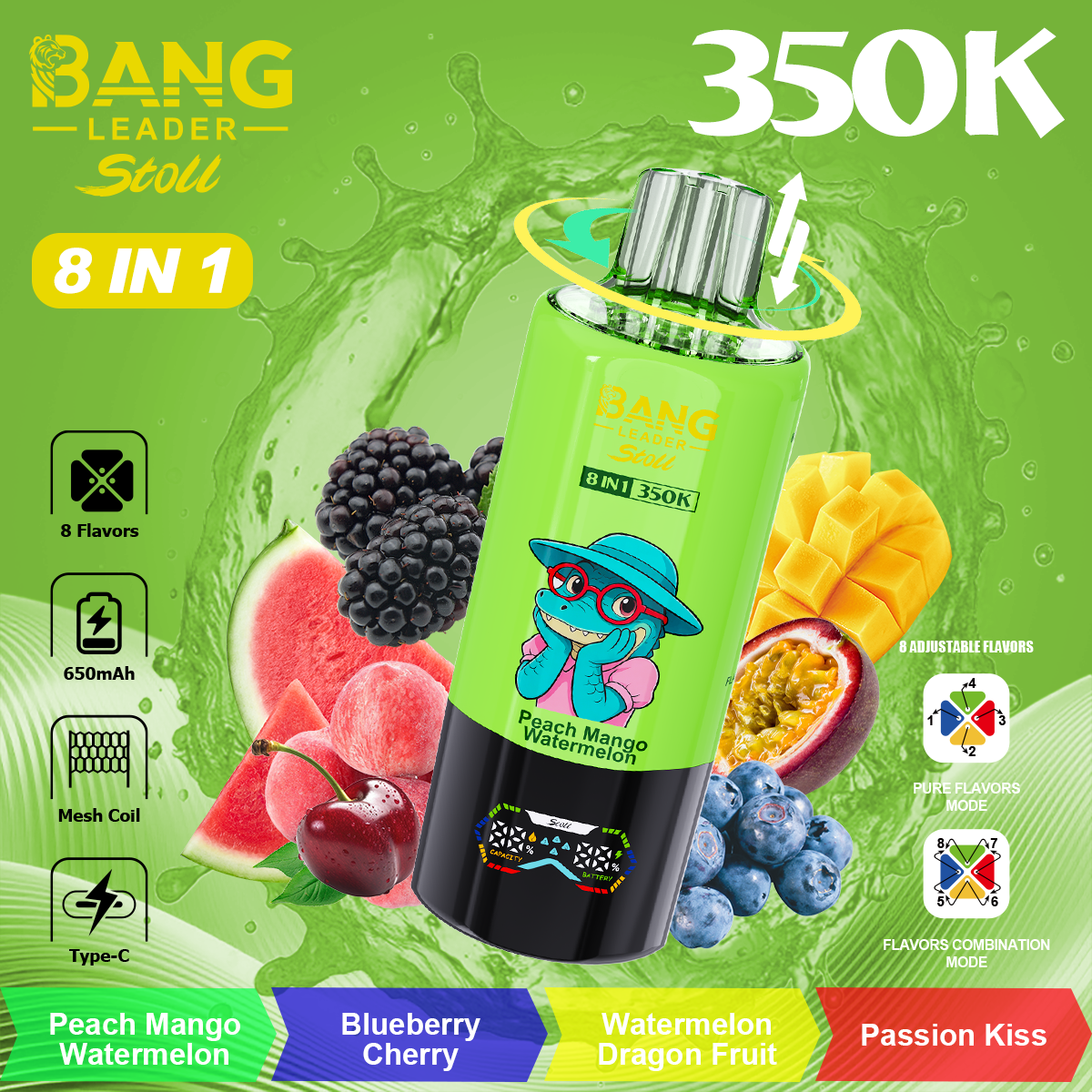 BANG LEGEND 350000 Puffs 8 in1 Flavor Disposable Vape