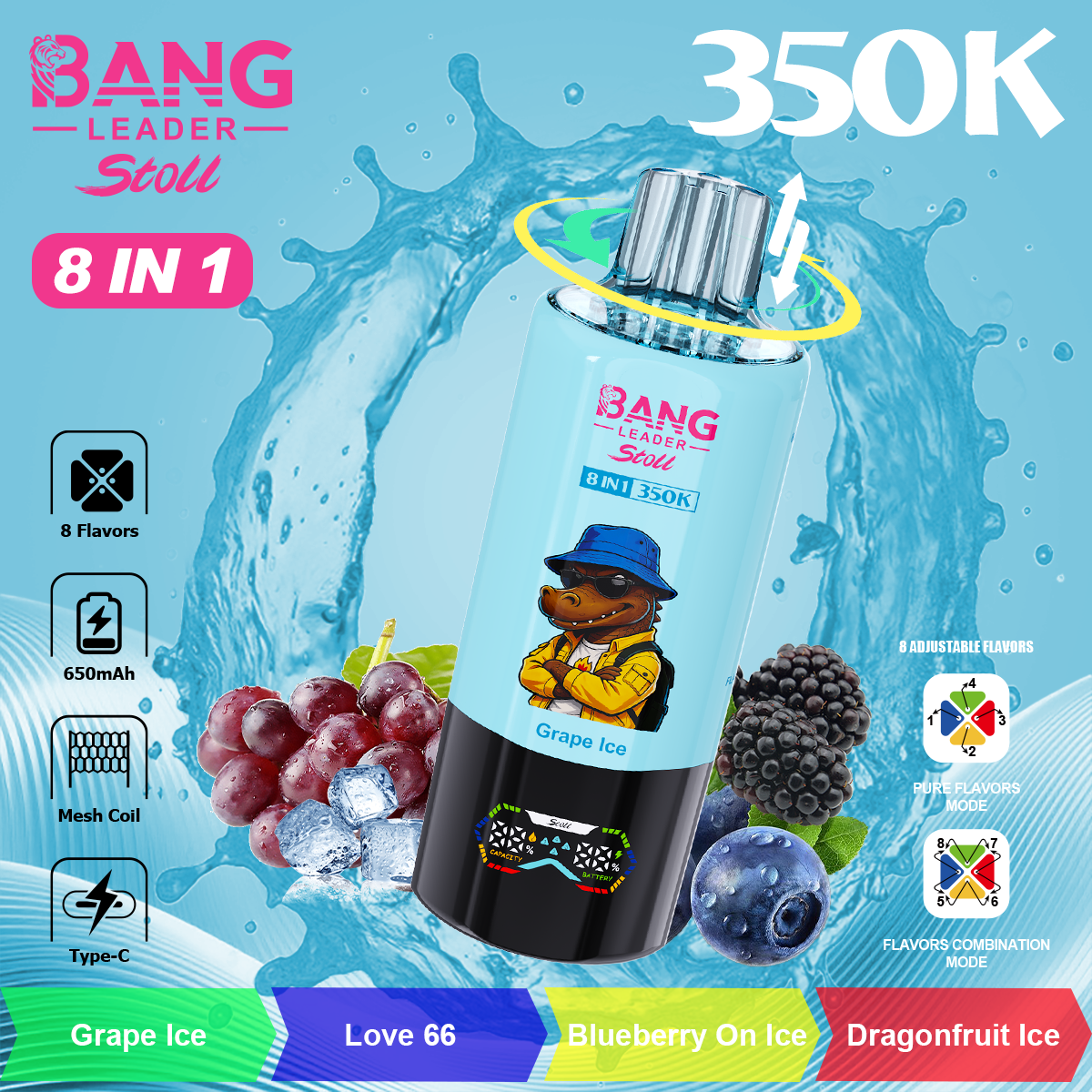 BANG LEGEND 350000 Puffs 8 in1 Flavor Disposable Vape